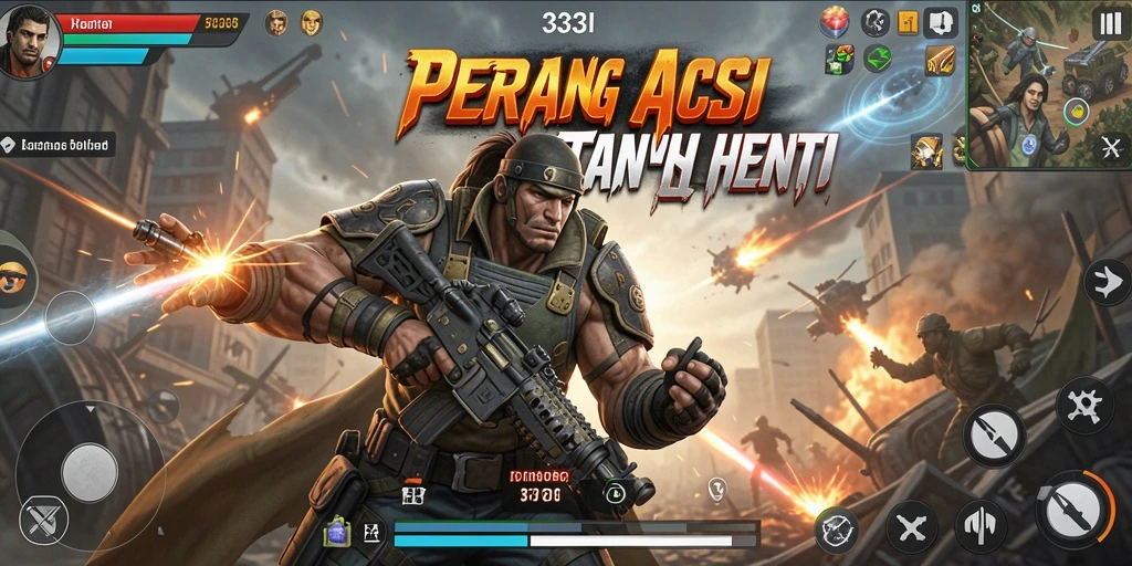 Screenshot menampilkan aksi cepat gameplay FPS yang seru.