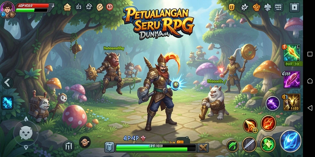 Screenshot gameplay 4P4P menampilkan aksi petualangan RPG yang seru.
