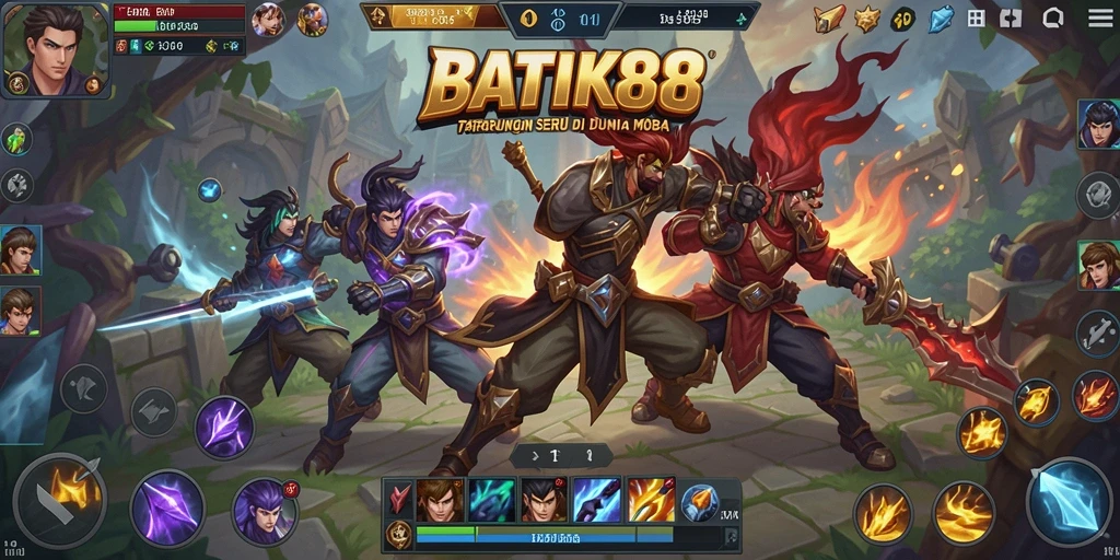Screenshot gameplay BATIK88 dengan aksi MOBA yang intens.