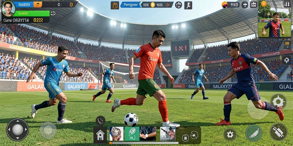 Tampilan gameplay GALAXY77 yang dinamis dan penuh aksi olahraga.