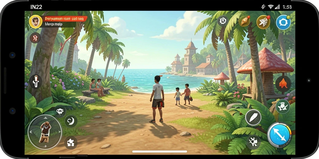 Tampilan gameplay IN22 yang cerah dan menarik untuk dimainkan.