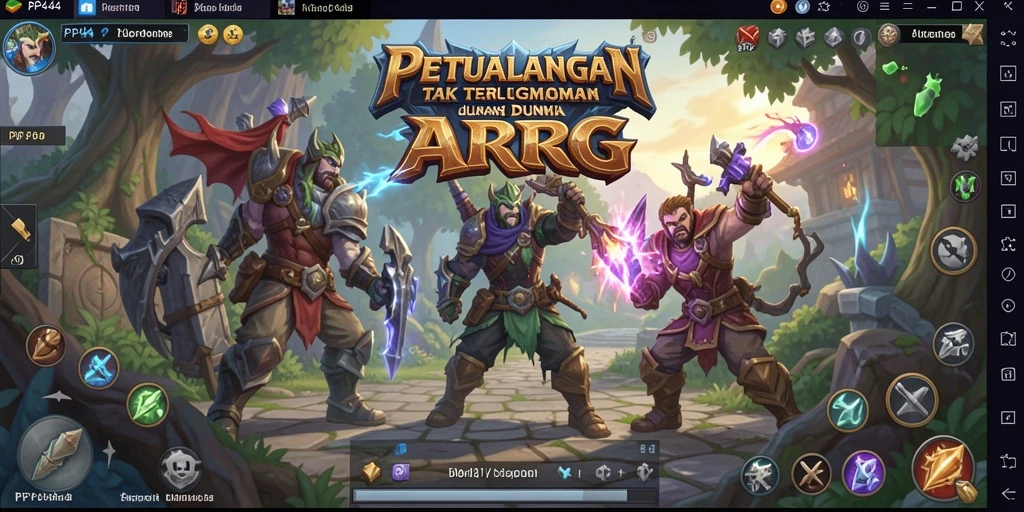 Screenshot dari gameplay PP444 yang memperlihatkan pertarungan epik dalam dunia ARPG.