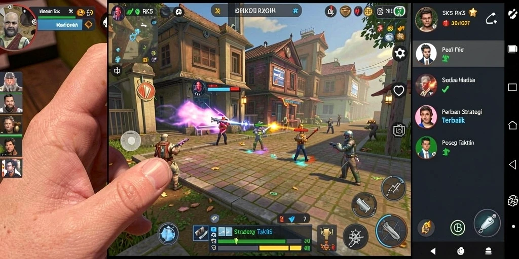Tampilan gameplay mendebarkan dalam RK55 menunjukkan pertempuran taktis.