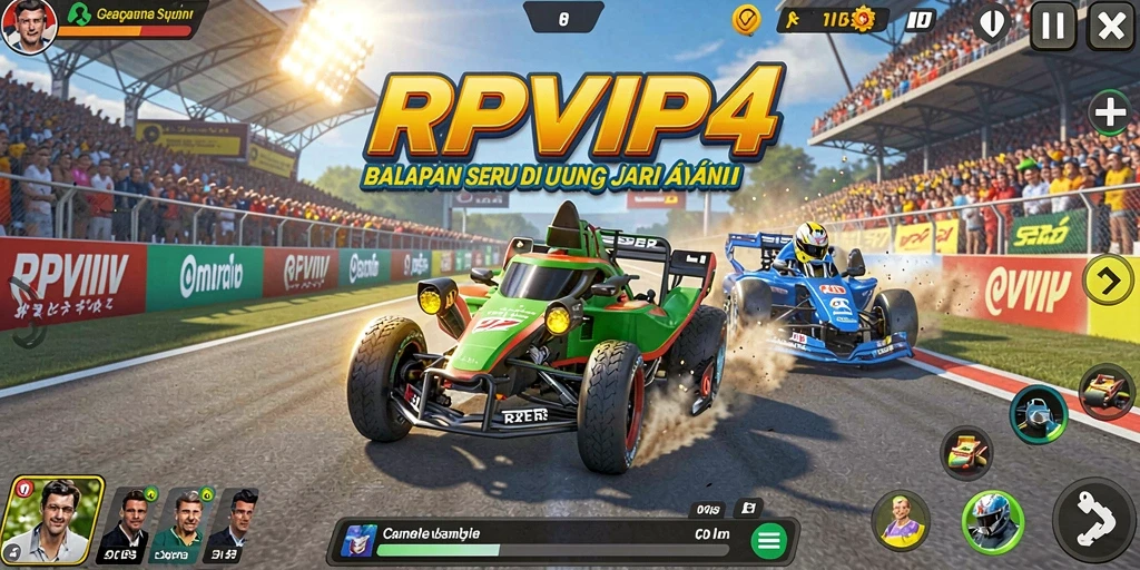 Tampilan gameplay RPVIP4 menunjukkan aksi balapan yang seru dan grafis yang memukau.