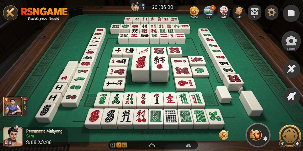 Screenshot utama RSNGAME menunjukkan gameplay Mahjong yang menarik.
