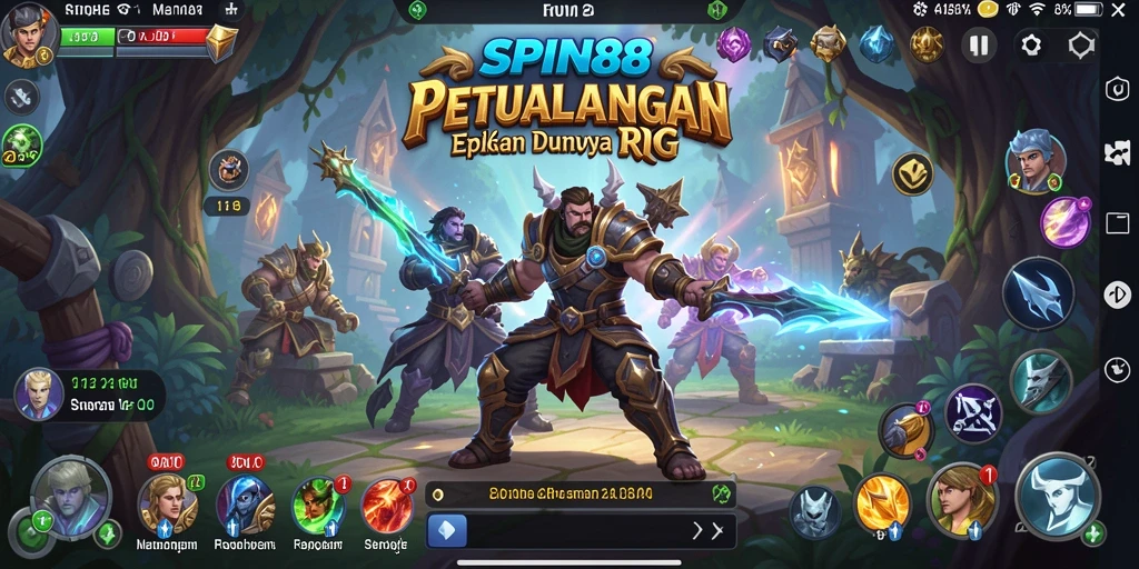 Screenshot gameplay SPIN88 menunjukkan karakter bertarung dalam dunia fantasi.