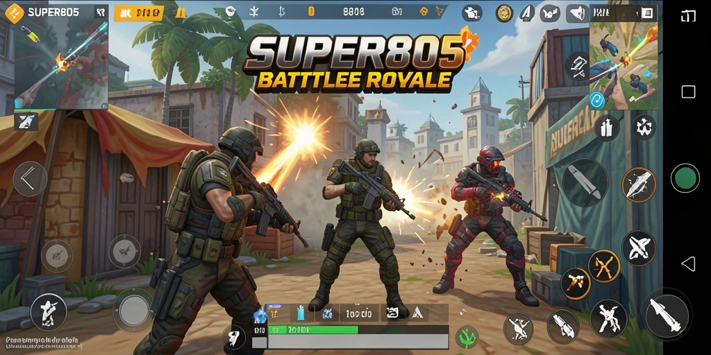 Gameplay seru dalam <strong>SUPER805</strong> yang penuh aksi Battle Royale.