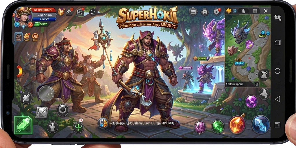 Tangkapan layar SUPERHOKI menampilkan pertarungan epik di dunia MMORPG.
