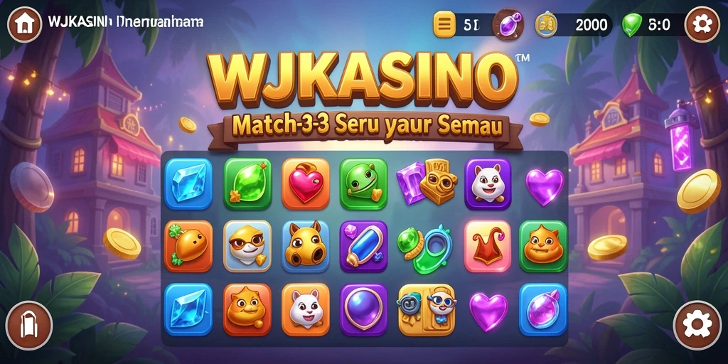 Screenshot gameplay WJKASINO menampilkan aksi mencocokkan item yang seru.